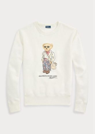 Kermanväriset naisten Ralph Lauren Polo Bear Fleece Crewneck collegepaidat