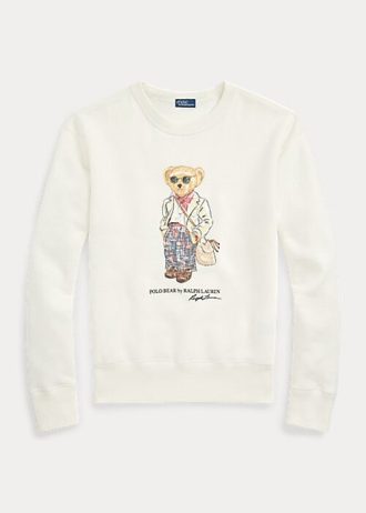Kermanväriset naisten Ralph Lauren Polo Bear Fleece Crewneck collegepaidat
