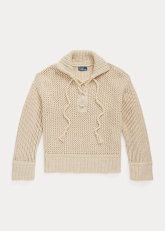 Kermanväriset naisten Ralph Lauren ristipistonauhaiset puuvilla-villapuserot Kermanväriset naisten Ralph Lauren ristipistonauhaiset puuvilla-villapuserot