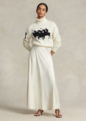 Kermanväriset naisten Ralph Lauren Satin A-linjaiset hameet Kermanväriset naisten Ralph Lauren Satin A-linjaiset hameet