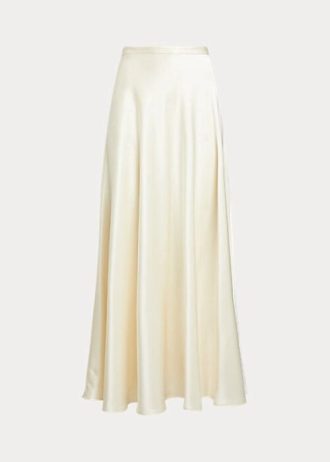 Kermanväriset naisten Ralph Lauren Satin A-linjaiset hameet Kermanväriset naisten Ralph Lauren Satin A-linjaiset hameet