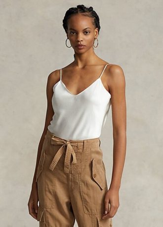 Kermanväriset naisten Ralph Lauren Silk Camisole Topit Kermanväriset naisten Ralph Lauren Silk Camisole Topit
