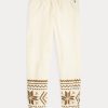 Kermanväriset naisten Ralph Lauren Snowflake-motiiviset fleece-swetarihousut