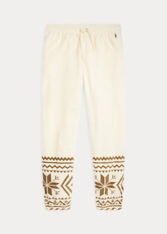 Kermanväriset naisten Ralph Lauren Snowflake-motiiviset fleece-swetarihousut