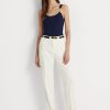 Kermanväriset naisten Ralph Lauren Stretch Cady kapenevat housut Kermanväriset naisten Ralph Lauren Stretch Cady kapenevat housut