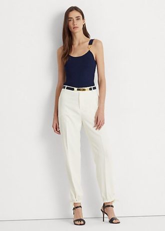 Kermanväriset naisten Ralph Lauren Stretch Cady kapenevat housut