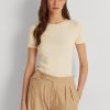 Kermanväriset Naisten Ralph Lauren Stretch Cotton T-paidat Kermanväriset Naisten Ralph Lauren Stretch Cotton T-paidat