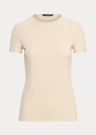 Kermanväriset Naisten Ralph Lauren Stretch Cotton T-paidat Kermanväriset Naisten Ralph Lauren Stretch Cotton T-paidat
