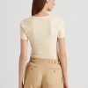 Kermanväriset Naisten Ralph Lauren Stretch Cotton T-paidat Kermanväriset Naisten Ralph Lauren Stretch Cotton T-paidat