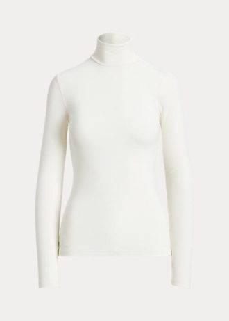 Kermanväriset Naisten Ralph Lauren Stretch Ribbed Turtleneck T-paidat Kermanväriset Naisten Ralph Lauren Stretch Ribbed Turtleneck T-paidat