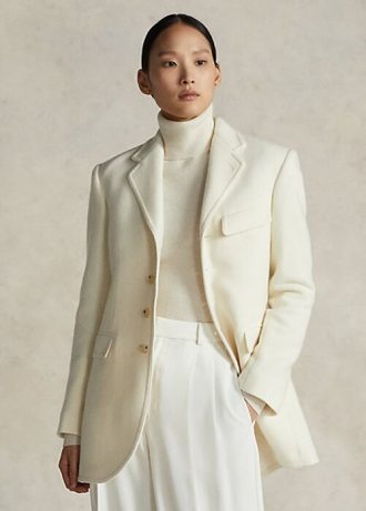 Kermanväriset naisten Ralph Lauren Wool-Blend Herringbone-takit