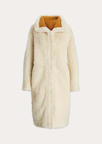 Kermanväriset naisten Ralph Lauren -ylikokoiset käännettävät shearling-takit