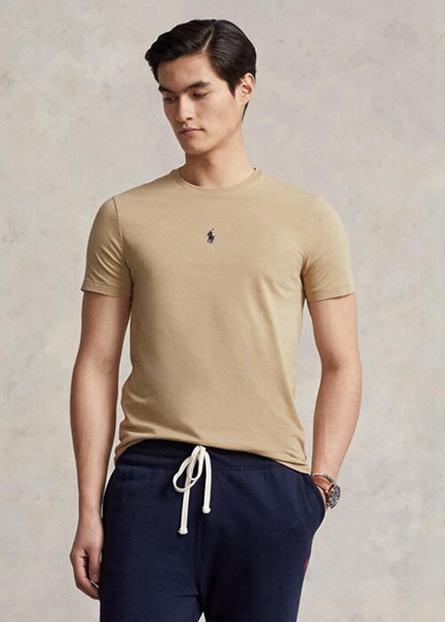 Khaki Miesten Ralph Lauren Custom Slim Fit Crewneck T-paidat Khaki Miesten Ralph Lauren Custom Slim Fit Crewneck T-paidat