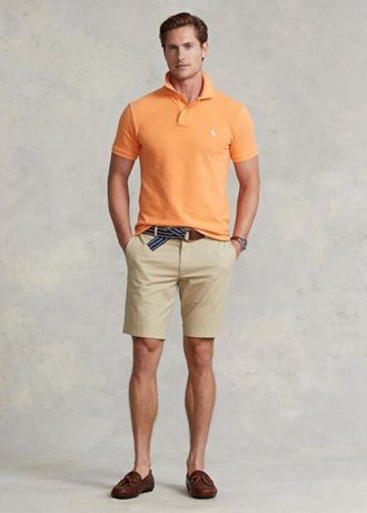 Khaki miesten Ralph Lauren Stretch Slim Fit chino shortsit