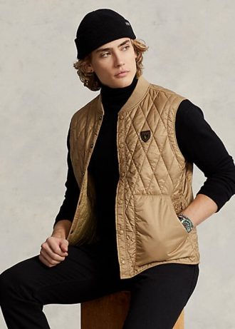 Khaki miesten Ralph Lauren vettä hylkivä tikattu liivi