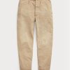 Khaki miesten Ralph Laurenin laskostetut laukkuiset kangashousut Khaki miesten Ralph Laurenin laskostetut laukkuiset kangashousut