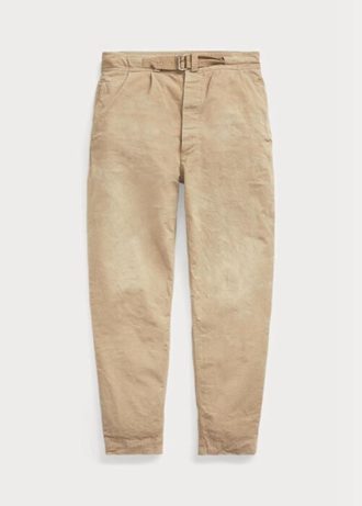 Khaki miesten Ralph Laurenin laskostetut laukkuiset kangashousut Khaki miesten Ralph Laurenin laskostetut laukkuiset kangashousut