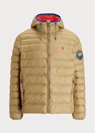 Khaki miesten Ralph Laurenin pakattavat vettä hylkivät takit