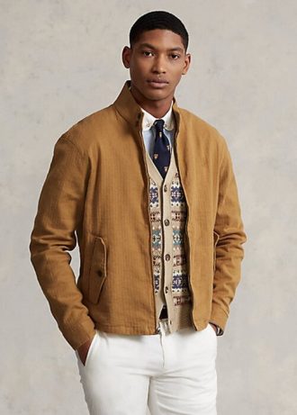 Khaki miesten Ralph Laurenin pellava-sekoitetut kalanruototakit