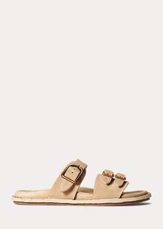 Harmaa naisten Ralph Lauren Ezra Calfskin Suede sandaalit Harmaa naisten Ralph Lauren Ezra Calfskin Suede sandaalit