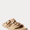 Khaki naisten Ralph Lauren Ezra Calfskin Suede sandaalit Khaki naisten Ralph Lauren Ezra Calfskin Suede sandaalit