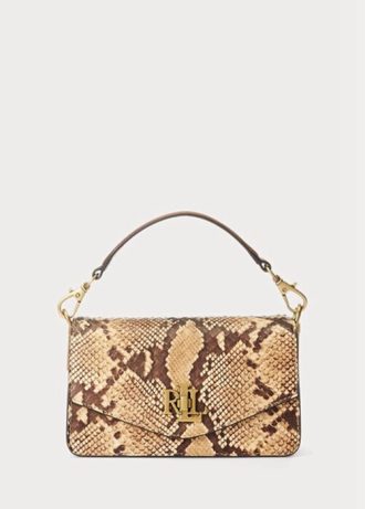 Khaki naisten Ralph Lauren Faux-Snakeskin Small Tayler Crossbody laukut