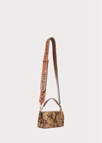 Khaki naisten Ralph Lauren Faux-Snakeskin Small Tayler Crossbody laukut