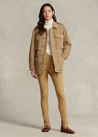Khaki naisten Ralph Lauren lampaannahkainen mokkanahka leggingsit Khaki naisten Ralph Lauren lampaannahkainen mokkanahka leggingsit