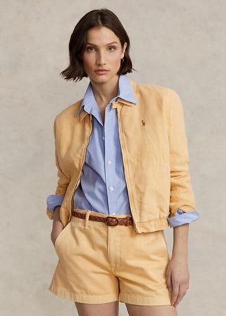Khaki naisten Ralph Lauren pellava tuulitakki Khaki naisten Ralph Lauren pellava tuulitakki