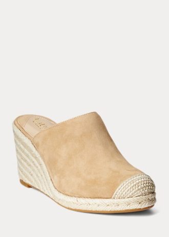 Khaki naisten Ralph Lauren Pennie Suede Espadrille
