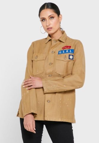 Khaki naisten Ralph Lauren Pocket Detail Button Down -paidat Khaki naisten Ralph Lauren Pocket Detail Button Down -paidat