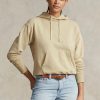 Khaki naisten Ralph Lauren puuvillainen fleecehuppari Khaki naisten Ralph Lauren puuvillainen fleecehuppari