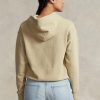 Khaki naisten Ralph Lauren puuvillainen fleecehuppari Khaki naisten Ralph Lauren puuvillainen fleecehuppari