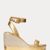 Kultainen naisten Ralph Lauren Hilarie Metallic Leather Espadrille