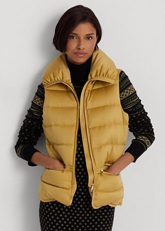 Kultainen naisten Ralph Lauren Satin tikattu untuliivi Kultainen naisten Ralph Lauren Satin tikattu untuliivi