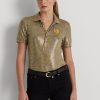 Kultaiset Naisten Ralph Lauren Foil Print Jersey poolopaidat