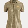 Kultaiset Naisten Ralph Lauren Foil Print Jersey poolopaidat