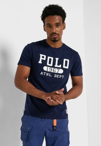Laivasto miesten Ralph Lauren Logo Crew Neck T-paidat