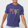 Laivasto miesten Ralph Lauren Logo Crew Neck T-paidat