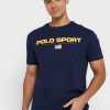 Laivasto miesten Ralph Lauren Logo Crew Neck T-paidat