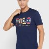Laivasto miesten Ralph Lauren Logo Crew Neck T-paidat