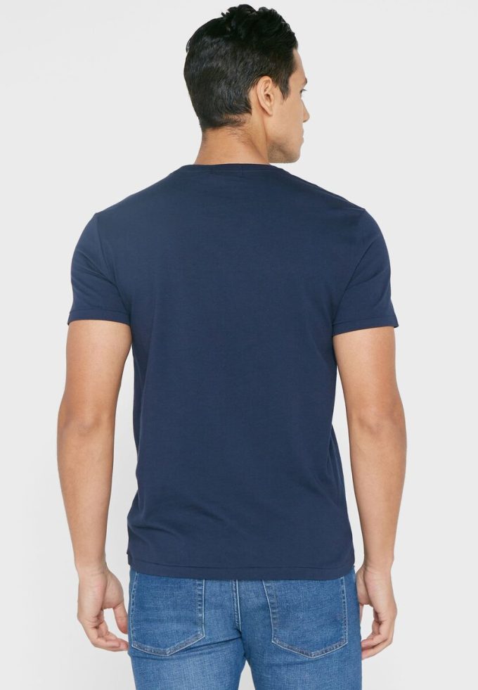 Laivasto miesten Ralph Lauren Logo Crew Neck T-paidat Laivasto miesten Ralph Lauren Logo Crew Neck T-paidat