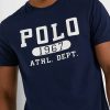 Laivasto miesten Ralph Lauren Logo Crew Neck T-paidat Laivasto miesten Ralph Lauren Logo Crew Neck T-paidat
