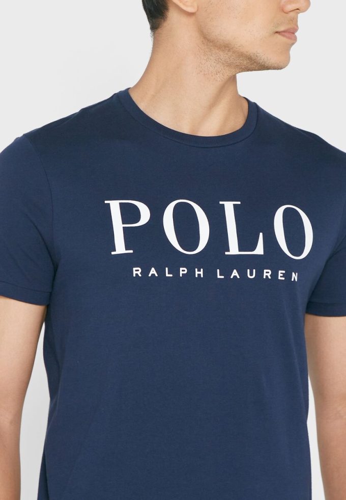 Laivasto miesten Ralph Lauren Logo Crew Neck T-paidat Laivasto miesten Ralph Lauren Logo Crew Neck T-paidat