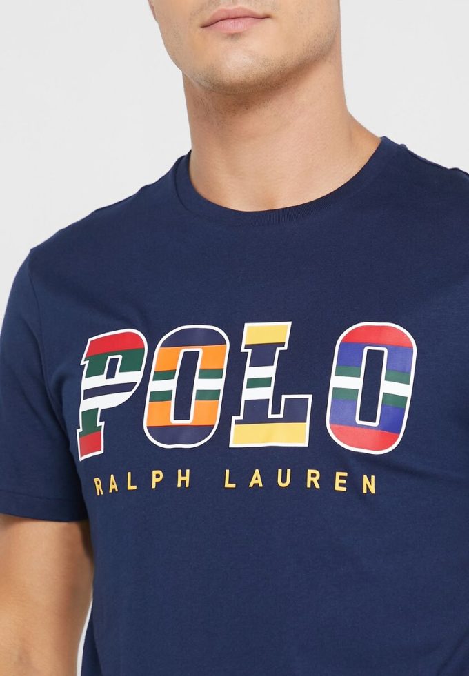 Laivasto miesten Ralph Lauren Logo Crew Neck T-paidat