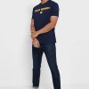 Laivasto miesten Ralph Lauren Logo Crew Neck T-paidat
