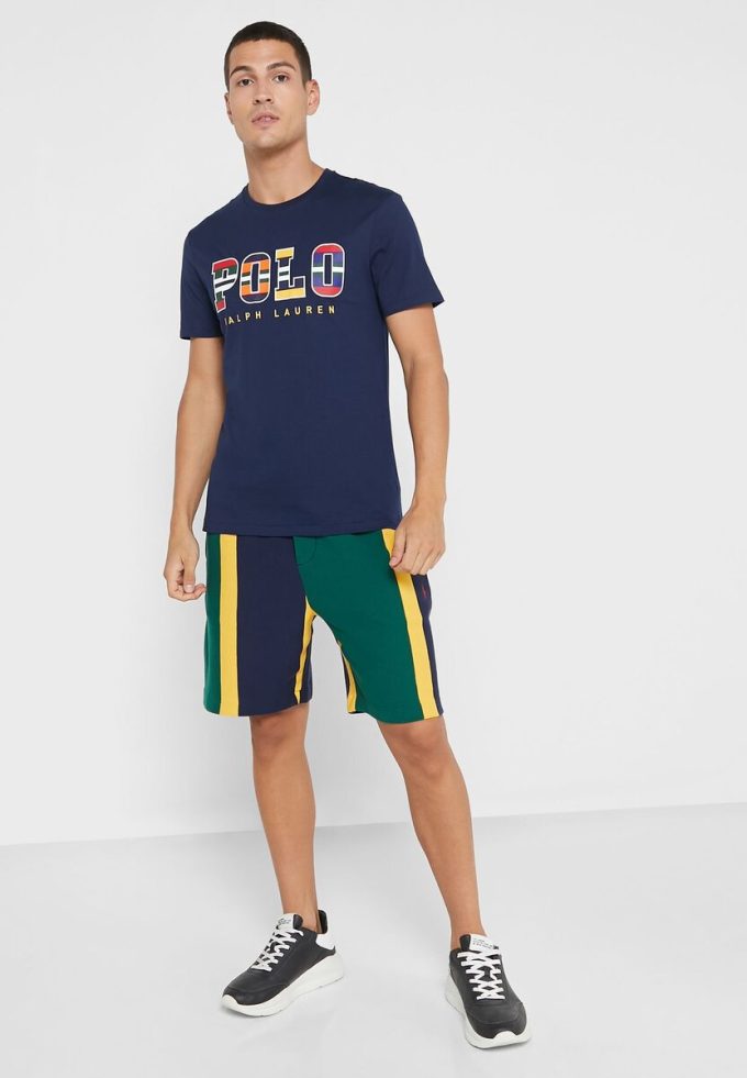 Laivasto miesten Ralph Lauren Logo Crew Neck T-paidat