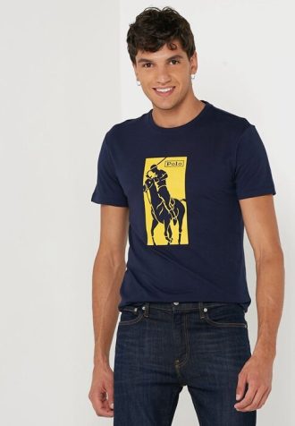 Laivaston miesten Ralph Lauren -painatetut pyöreäkauluksiset T-paidat
