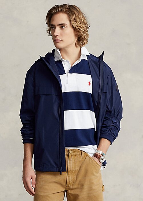 Laivaston miesten Ralph Lauren vettä hylkivät hupulliset takit Laivaston miesten Ralph Lauren vettä hylkivät hupulliset takit