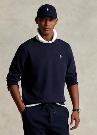 Laivastonsininen miesten Ralph Lauren -kaksoisneulepusero